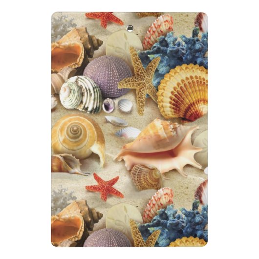 Zeeschelpen op het strand mini klembord (Achterkant)