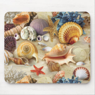 Zeeschelpen op het strand muismat