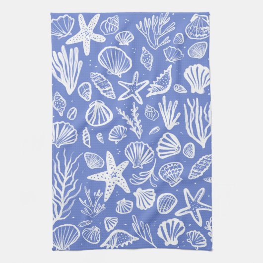 Zeeschelpen Periwinkle Pattern Beach Shells Chic Theedoek (Verticaal)