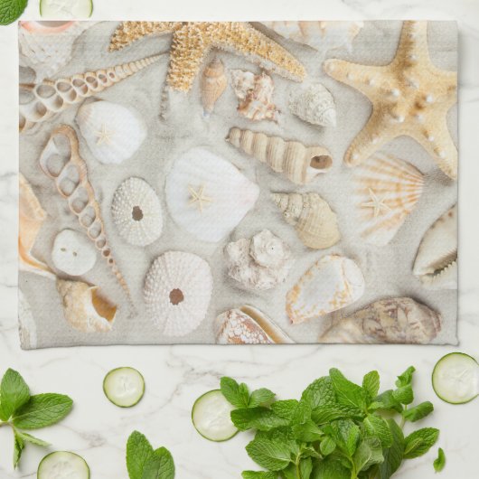 Zeeschelpen Theedoek (Gevouwen)
