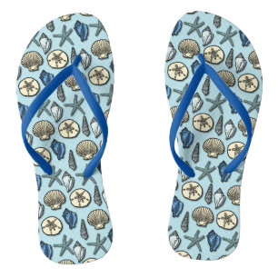 Zeeschelpen van zeesterren  nautisch strandpatroon teenslippers