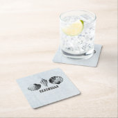  zeeschelpen vierkante kartonnen onderzetter (Insitu)