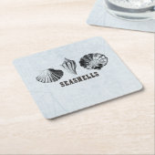  zeeschelpen vierkante kartonnen onderzetter (Schuin)