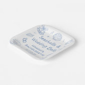 Zeeschelpen vrijgezellenfeestje papieren bordje (Gebogen)