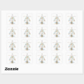 Zeeschelpen & Zee Glas | Kust Kerstboom Vierkante Sticker (Vel)