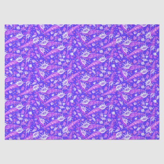 Zeeschelpen Zeeslagers Nautical Pattern Ultramarin Tissuepapier (Voorkant)