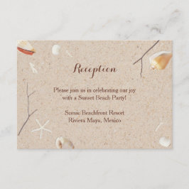 Zeeschelpen & zeesterren op het strand Bruiloft in Informatiekaartje