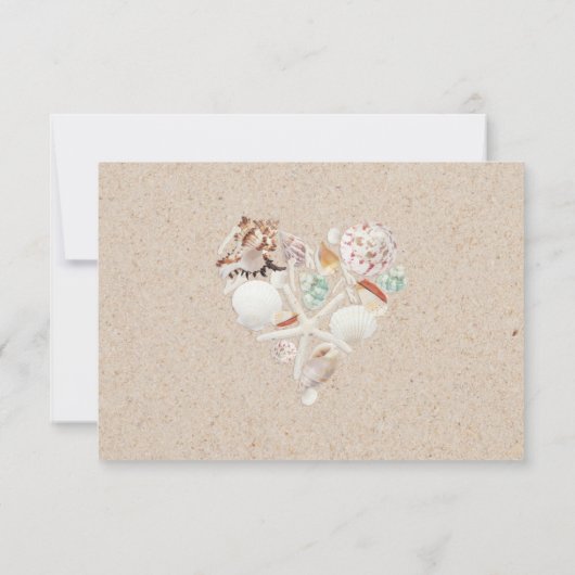 Zeeschelpen & Zeesterren op het strand Bruiloft RS RSVP Kaartje (Achterkant)
