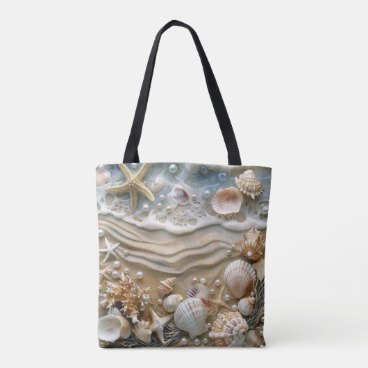 Zeeschelpen Zeesterren Parels Strand Zand Zeeschui Draagtas (Achterkant)