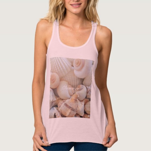 Zeeschelpen, zomerstrand Exotic Tropical Romantic Tanktop (Voorkant)