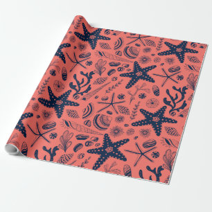 Zeeschepen met levende koraalachtergrond cadeaupapier