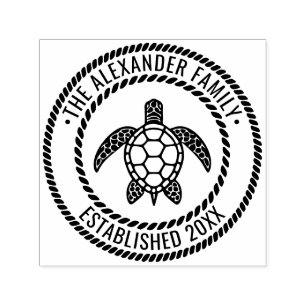 Zeeschildpad #5 Familienaam Datum Oprichting Touw Zelfinktende Stempel