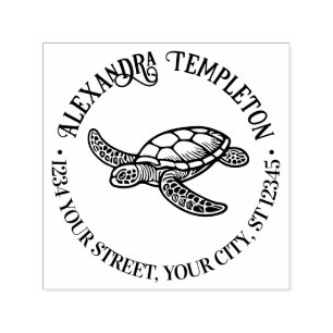Zeeschildpad #7 Naam Retouradres Zelfinktende Stempel