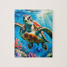 Zeeschildpad Aquarel Tropische Oceaan