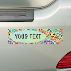 Zeeschildpad Baby Gelukkig en Schattig Karakter Bu Bumpersticker