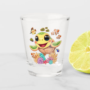 Zeeschildpad Baby Gelukkig en Schattig Karakter Shot Glas
