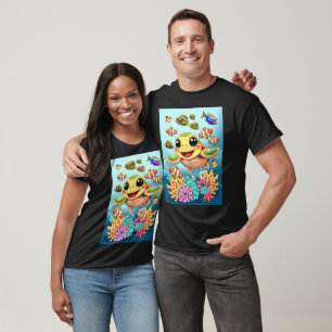 Zeeschildpad Baby Gelukkig en Schattig Karakter T-shirt