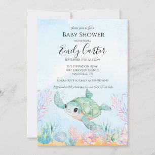 Zeeschildpad Baby Shower Uitnodiging - Roze
