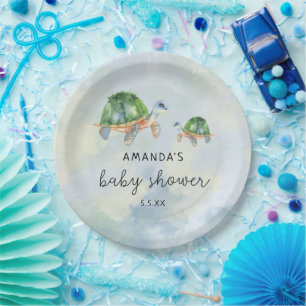Zeeschildpad - babyshower papieren bordje