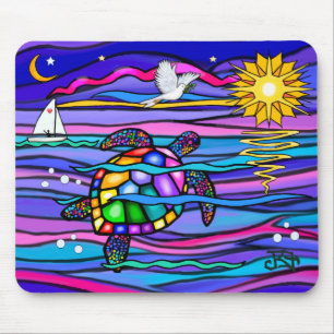 Zeeschildpad (blauw / roze) muismat