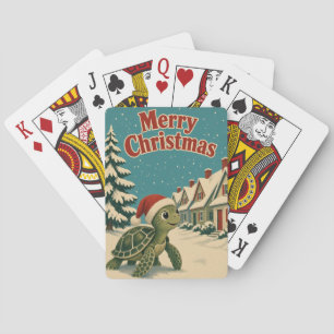 Zeeschildpad Cottage Rij Dier Kerstmis Pokerkaarten