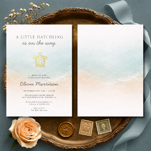 Zeeschildpad Een Kleine Broedeling Baby Shower Kaart