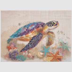 Zeeschildpad en Koralen Decoupage Tissuepapier