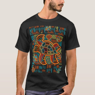 Zeeschildpad Geïnspireerd Door Mola Kunstwerk van T-shirt