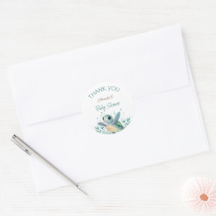 Zeeschildpad Geslacht Neutrale Baby Shower Bedankt Ronde Sticker