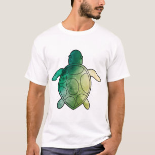Zeeschildpad groene waterverf t-shirt
