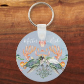 Zeeschildpad Huwelijk met Bruid en Bruidegom Sleutelhanger (Voorkant)