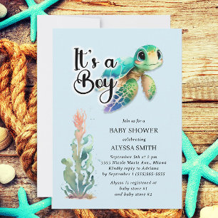 Zeeschildpad Jongen Baby Shower Kaart