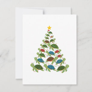Zeeschildpad Kerstboom Kerstman Hoed Kerstmis Notitiekaartje