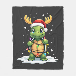 Zeeschildpad Kerstman Kerstverlichting Cute Xmas M Fleece Deken