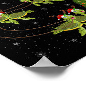 Zeeschildpad Kerstman slee vliegend grappig magisc Poster (Hoek)
