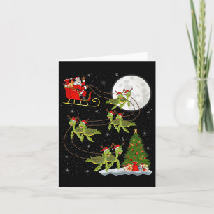 Zeeschildpad Kerstman slee vluchtten grap magisch Kaart