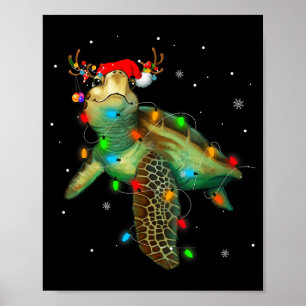 Zeeschildpad Kerstverlichting Grappige Kerstman Ho Poster