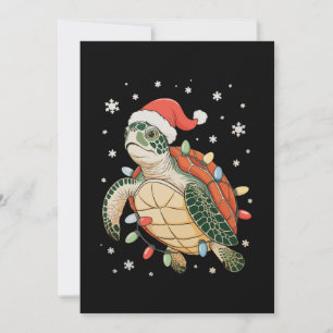 Zeeschildpad Kerstverlichting Xmas Hoed Vakantie Feestdagenkaart