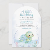 Zeeschildpad Kuiken Baby Shower Jongen Blauwe Boog Kaart (Voorkant)