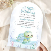 Zeeschildpad Kuiken Baby Shower Jongen Blauwe Boog Kaart