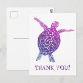 Zeeschildpad Landschildpad DANK JE! Paars Briefkaart (Voorkant / Achterkant)