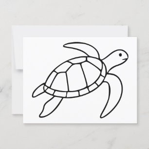 Zeeschildpad Lijnkunst – Minimalistisch Zee Dier Briefkaart