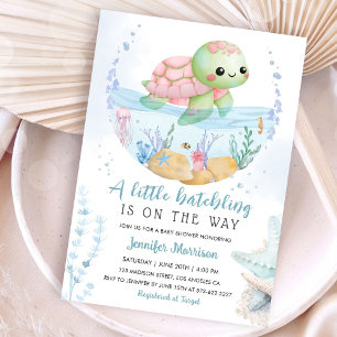 Zeeschildpad Meisje Baby Shower Schattig Klein Kui Kaart