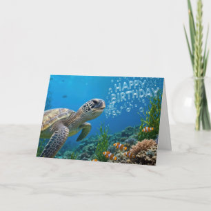 Zeeschildpad met gelukkige verjaardagsbellen kaart