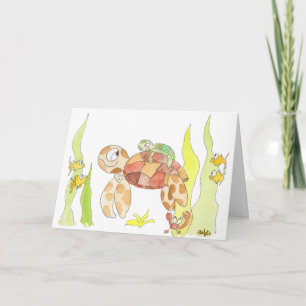 Zeeschildpad Moeder en Baby Kaart