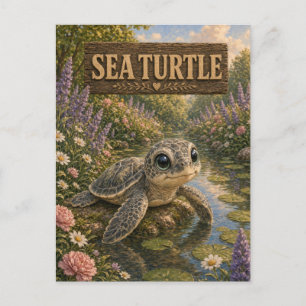 Zeeschildpad Mooie Baby Verhaalboek Nursery Dier Briefkaart
