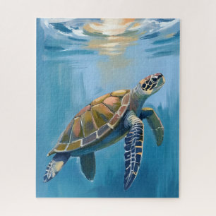 Zeeschildpad Oceaan Dier Aquarel Legpuzzel