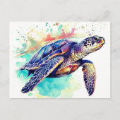 Zeeschildpad Oceaan Mariene Ansichtkaart Feestdagenkaart (Voorkant)