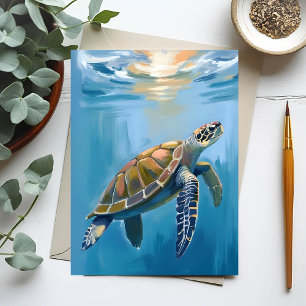 Zeeschildpad Oceaandier Aquarel Briefkaart