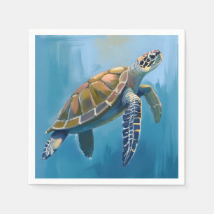 Zeeschildpad Oceaandier Waterverf Servet